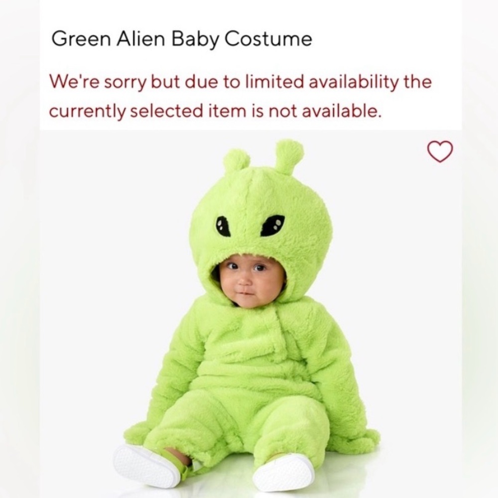 Pottery Barn Kids Green Alien Baby Costume NWOT